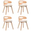 vidaXL Cadeiras jantar 4 pcs madeira curvada e couro artificial creme