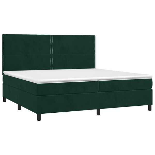 vidaXL Cama com molas/colch&atilde;o 200x200 cm veludo verde-escuro