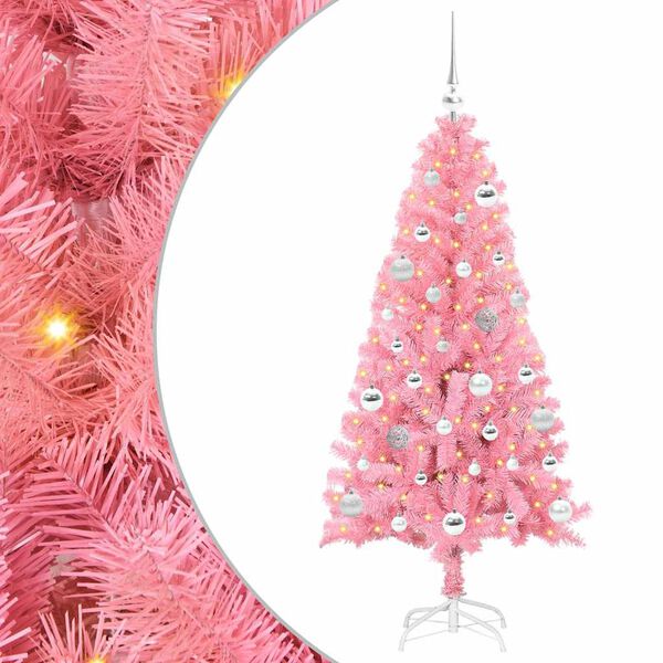 vidaXL &Aacute;rvore de Natal com 150 LEDs com suporte Rosa 150 cm PVC