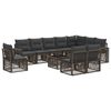 vidaXL Conjunto de Sof&aacute; de Jardim 11 pcs Cinza e Cinza Escuro vime PE