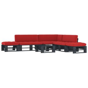 vidaXL 6 pcs conj. lounge paletes c/ almofad&otilde;es pinho impregnado preto