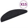 vidaXL Tapetes de escada autoadesivos 15 pe&ccedil;as 56x17x3 cm pretos semicirculares