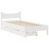 vidaXL Estrutura de cama c/ gavetas 90x200 cm pinho maci&ccedil;o branco