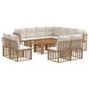 vidaXL Conjunto de Sof&aacute; de Jardim 12 unid. Natural e Branco Creme
