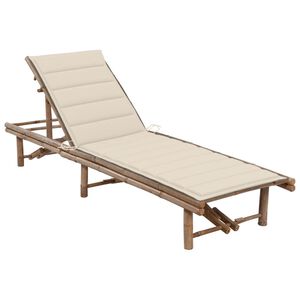 vidaXL Espregui&ccedil;adeira de jardim com almofad&atilde;o bambu