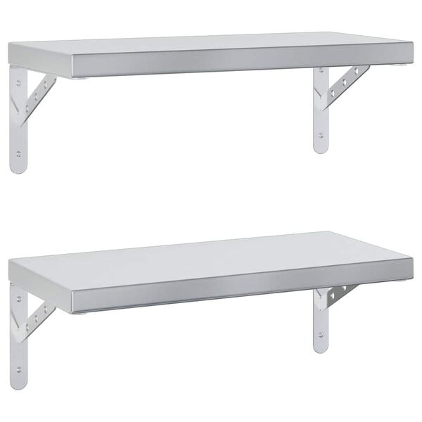 vidaXL Prateleiras de parede 2 pcs 50x23,5 cm aço inoxidável prateado