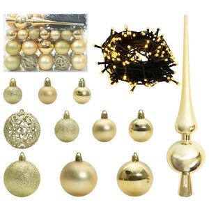vidaXL Conjunto de Bolas de Natal 61 unid. 150 LED Branco quente