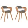 vidaXL Cadeira de jantar 2 pcs madeira curvada e tecido cinzento-claro