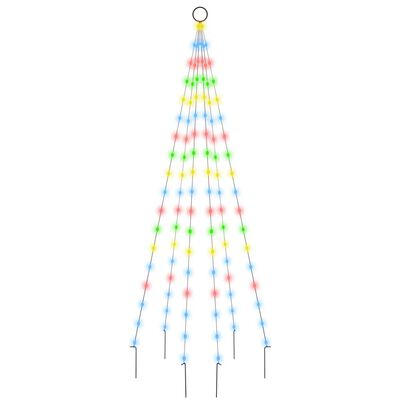vidaXL Árvore de Natal mastro de bandeira 108 LEDs 180 cm colorido