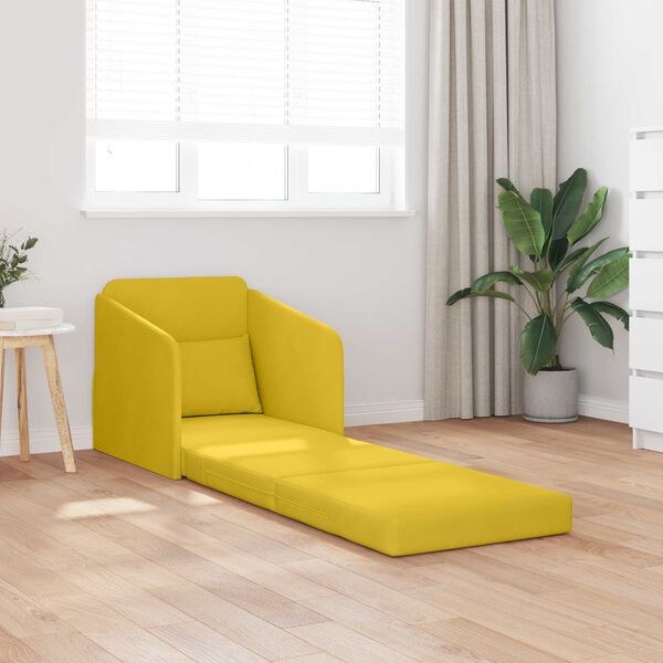 vidaXL Sof&aacute;-Cama Amarelo 65 x 80 x 83 cm Veludo