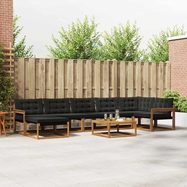 vidaXL Conjunto de Sof&aacute;s para Exterior 22 pcs Natural e Preto