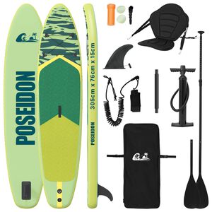 vidaXL Prancha SUP com Assento 2 em 1 POSEIDON 305 x 76 x 15 cm Verde