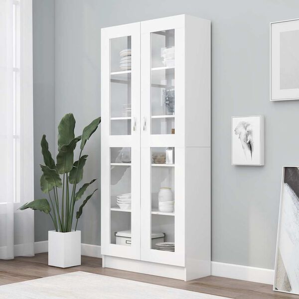 vidaXL Arm&aacute;rio vitrine 82,5x30,5x185cm derivados de madeira branco
