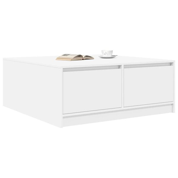 vidaXL Mesa de centro com gavetas 100x100x40 cm branco
