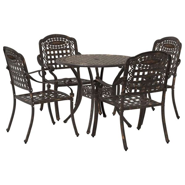 vidaXL Conjunto de Jantar para Jardim 5 pcs Bronze 90 x 90 x 75 cm