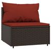 vidaXL 3 pcs conjunto lounge jardim c/ almofad&otilde;es vime PE castanho