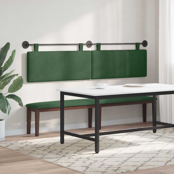 vidaXL Cabeceira Suspensa Liso Verde Selva 210 x 55 x 5 cm
