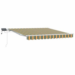 vidaXL Toldo retr&aacute;til Verde e amarelo 300 x 250 cm Tecido e Alum&iacute;nio