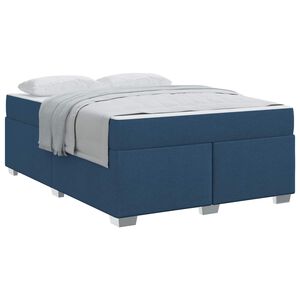 vidaXL Estrutura da Cama com colch&atilde;o Azul 140 x 200 cm tecido