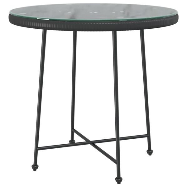 vidaXL Mesa de jantar Ø80 cm   vidro temperado e aço preto