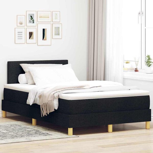 vidaXL Cama Box com colch&atilde;o com cabeceira Preto 120 x 200 cm tecido
