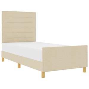 vidaXL Estrutura da Cama com cabeceira Creme 90 x 200 cm tecido