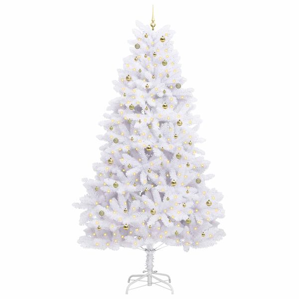 vidaXL &Aacute;rvore de Natal Articulada Artificial Branco 300 cm PVC e A&ccedil;o