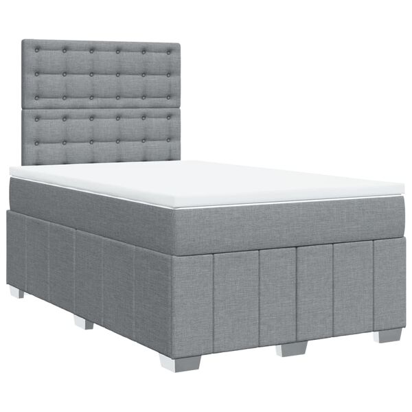 vidaXL Cama boxspring com colch&atilde;o 120x190 cm tecido cinzento-claro
