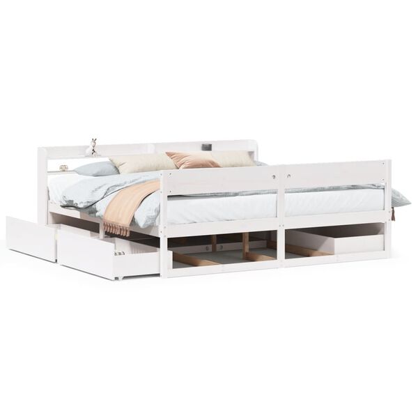 vidaXL Cama sem colch&atilde;o 180x200 cm madeira de pinho maci&ccedil;a branco