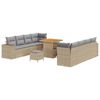vidaXL Conjunto de Sof&aacute; de Jardim 11 unid. Bege vime PE