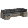 vidaXL 7 pcs conjunto sof&aacute;s p/ jardim c/ almofad&otilde;es vime PE cinzento