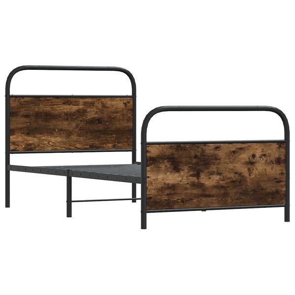 vidaXL Estrutura cama s/ colch&atilde;o derivados de madeira carvalho fumado