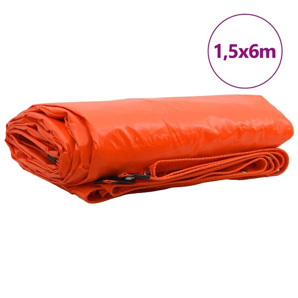 vidaXL Lona 650g / m&sup2; Laranja 1,5 x 6 m Lona com revestimento em PVC