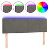 vidaXL Cabeceira de cama c/luzes LED veludo 144x5x78/88cm cinza-escuro