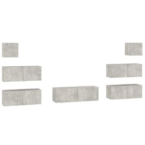 vidaXL 7 pcs conjunto m&oacute;veis TV derivados de madeira cinzento cimento