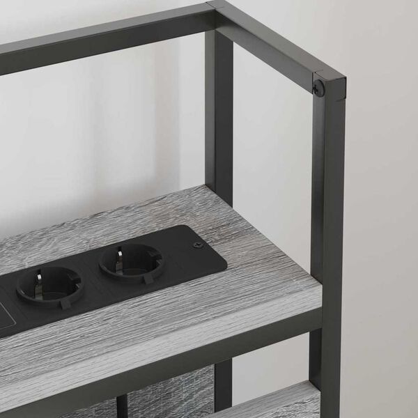 vidaXL Cabeceira de armazenamento com cabeceira Sonoma cinzento 135 cm