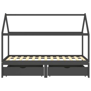 vidaXL Cama p/ crian&ccedil;as c/ gavetas 90x200 cm pinho maci&ccedil;o cinza-escuro