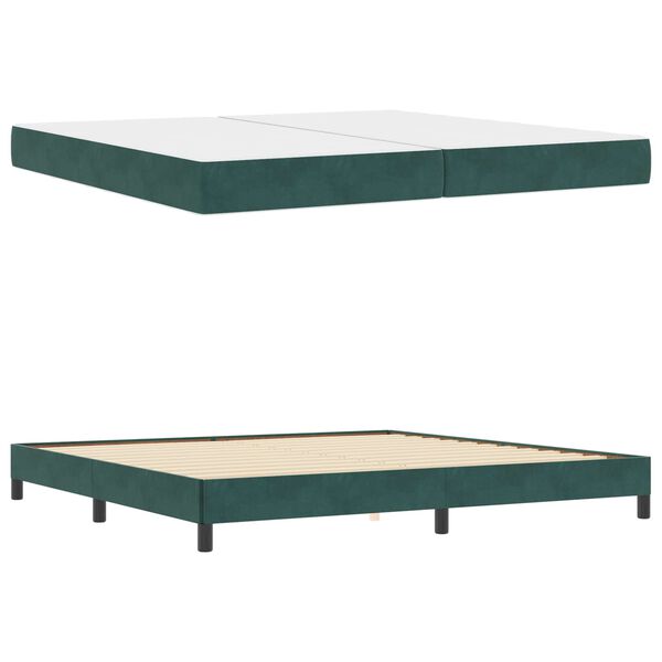 vidaXL Cama Box com colch&atilde;o Verde Escuro 200 x 200 cm tecido