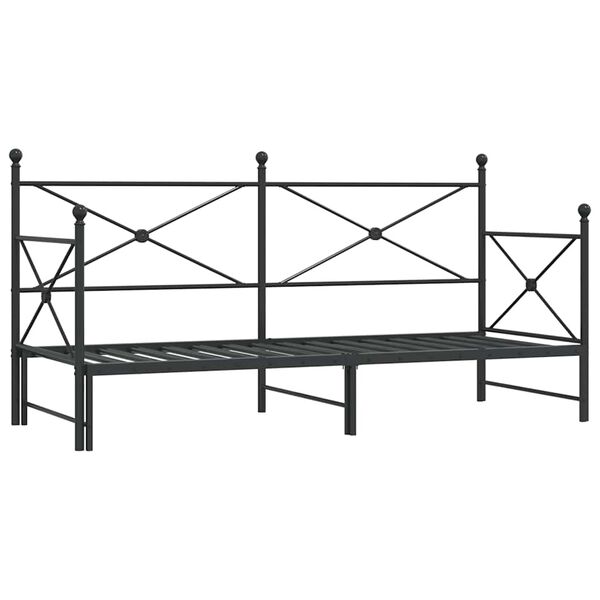 vidaXL Cama de dia com gavet&atilde;o sem colch&atilde;o 90x200 cm a&ccedil;o preto