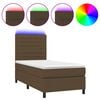 vidaXL Cama box spring c/ colch&atilde;o/LED 90x200 cm tecido castanho-escuro