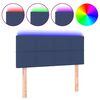 vidaXL Cabeceira de cama c/ luzes LED tecido 100x5x78/88 cm azul