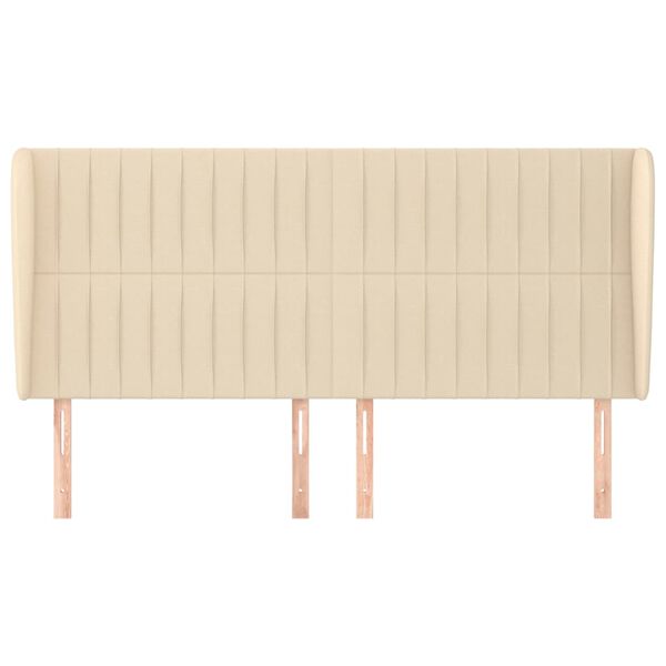 vidaXL Cabeceira de cama c/ abas tecido 163x23x118/128 cm creme