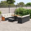 vidaXL Conjunto de Sof&aacute; de Jardim 12 pcs Preto e Creme vime PE
