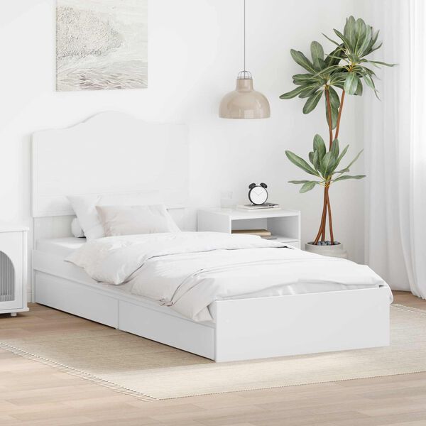 vidaXL Cama com Armazenamento Branco 90 x 200 cm Madeira processada