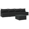 vidaXL 5 pcs conjunto lounge de jardim c/ almofadões vime PE preto
