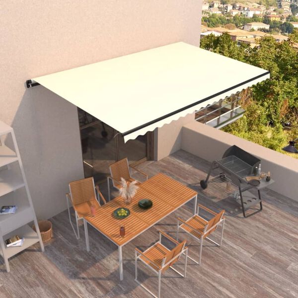vidaXL Toldo retrátil manual 500x350 cm cor creme