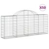vidaXL Cestos gabi&atilde;o arqueados 50pcs 200x30x80/100cm ferro galvanizado