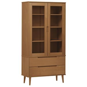 vidaXL Vitrina MOLDE 90x35x175 cm pinho maci&ccedil;o castanho