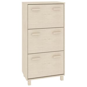 vidaXL Sapateira HAMAR 59,5x35x117 cm pinho maci&ccedil;o castanho-mel