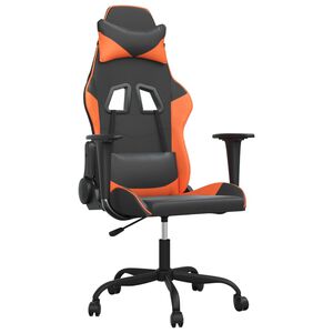 vidaXL Cadeira gaming couro artificial preto e laranja